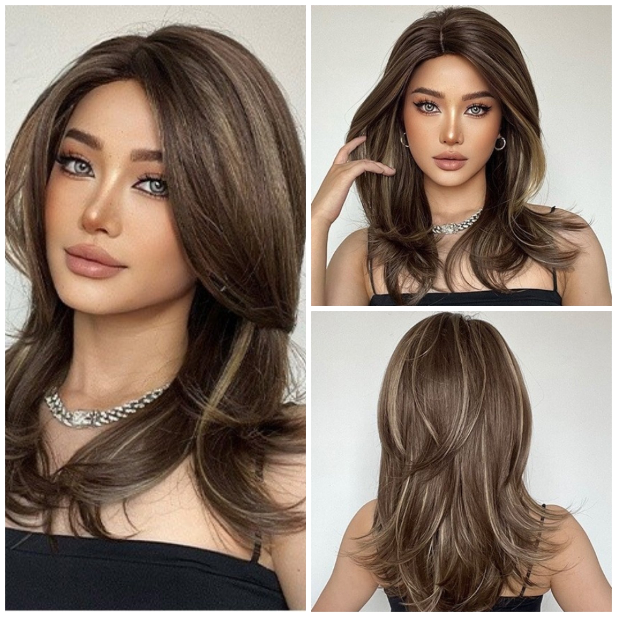Summer Wigs for Women - Medium Short Hair Age-Reducing Breathable Heat-Resistant Fiber Wig Sets