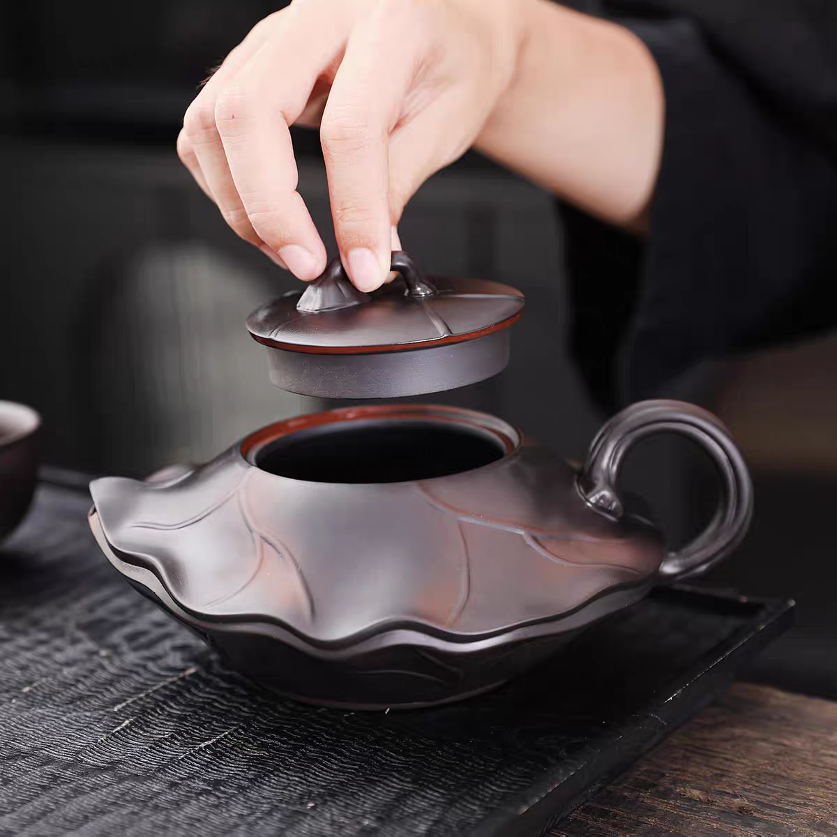 Zitao Wealth Abound Lotus‑Leaf Whistling Teapot 350ml