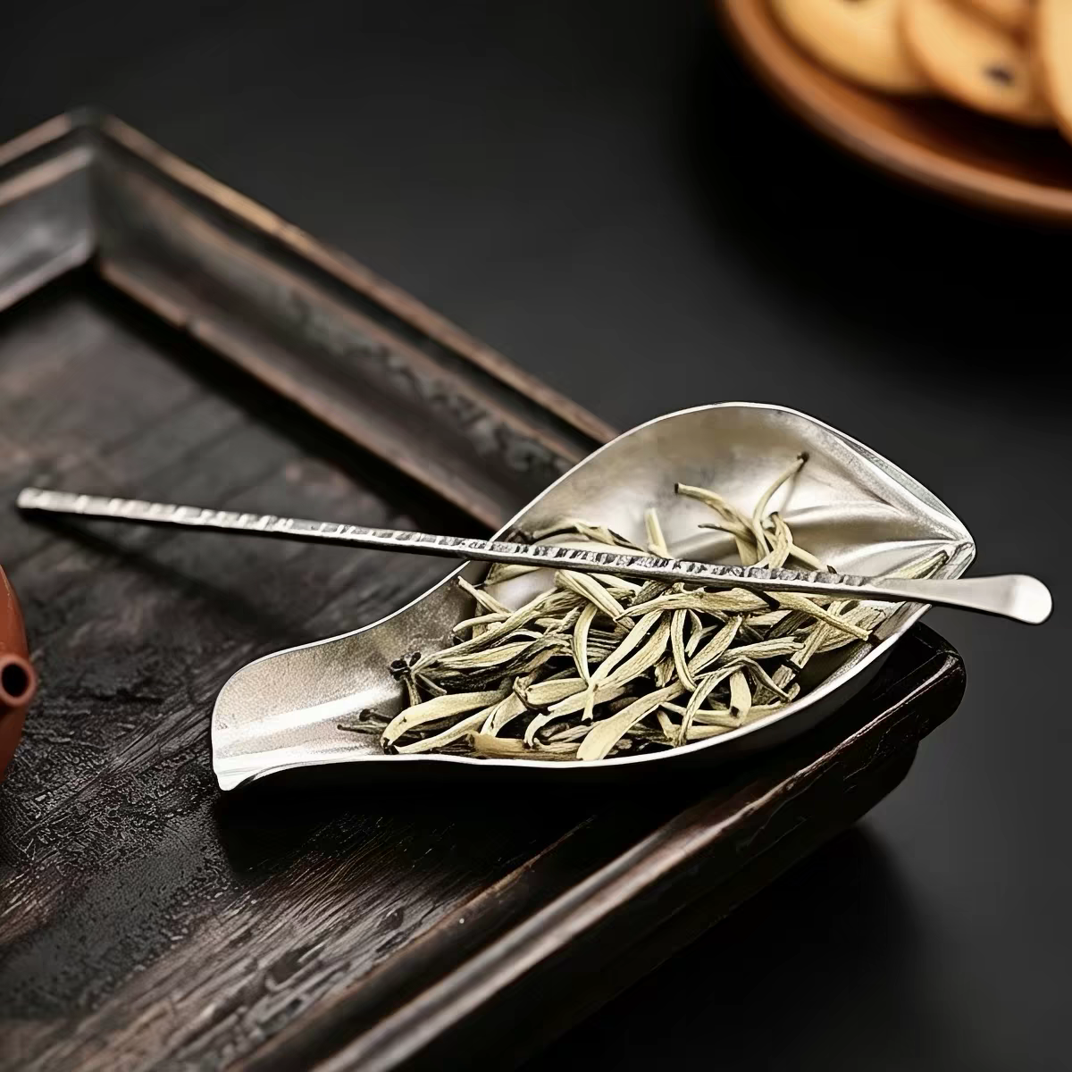Pure‑Titanium Leaf‑Shaped Tea Scoop & Tea Pick Set
