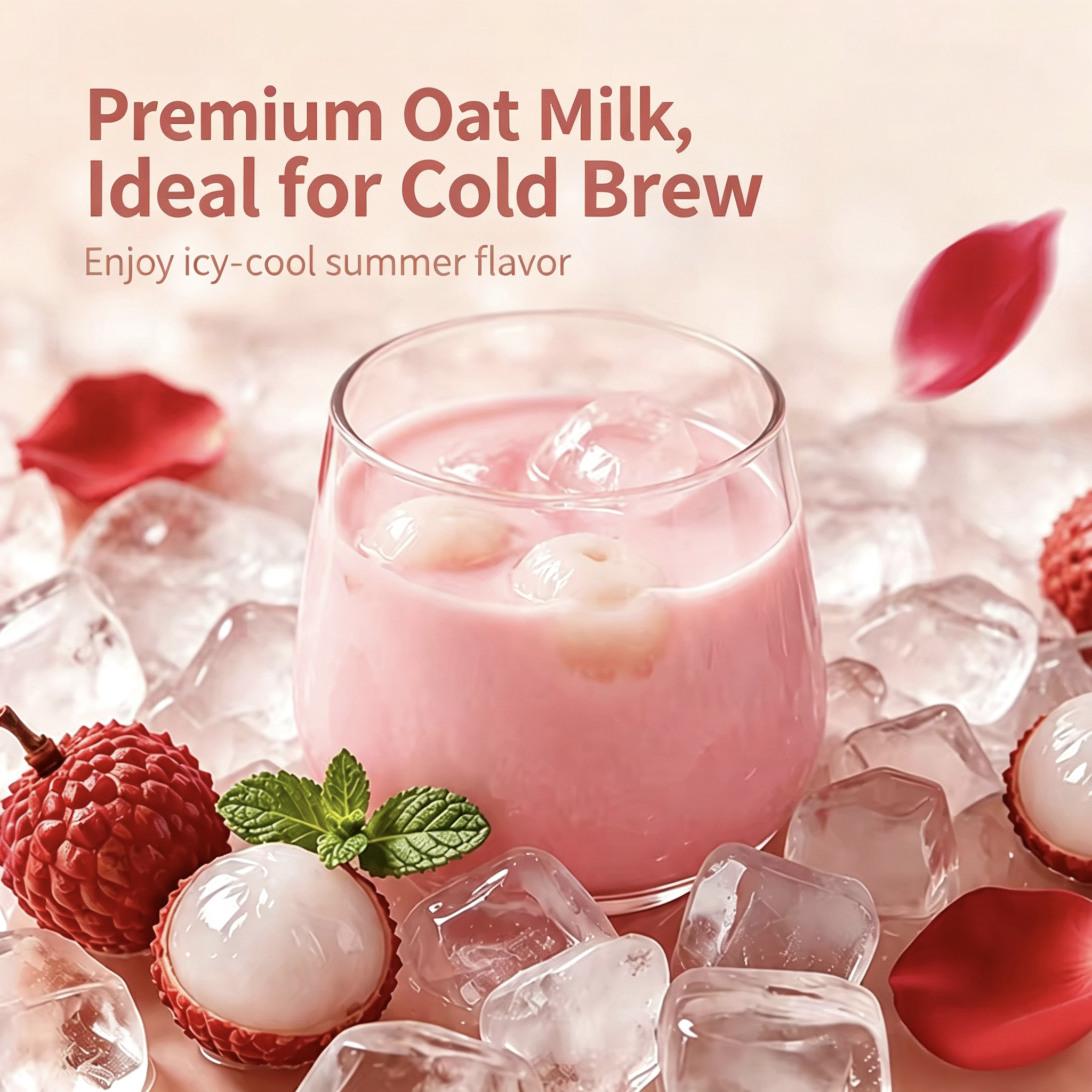 Rose‑Lychee Oat Milk Instant Cereal, Low‑Sugar‑Friendly, Hot & Cold Brew, Single‑Serve Sachets, Filling Meal‑Replacement Drink
