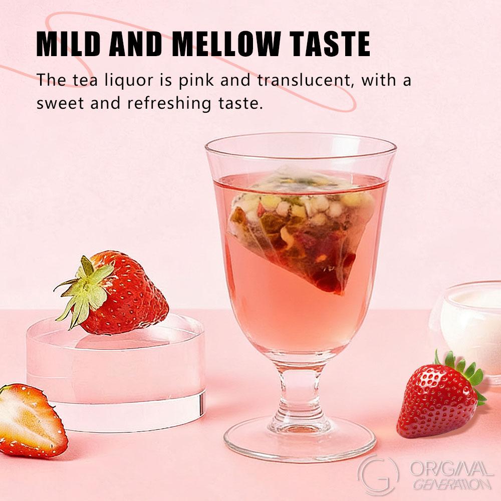BOGO Strawberry Garden Oolong Tea Blend (2 Cartons, 80g Total: 8g×10 Packs Each) with 500ml/17oz Color-Changing Water Bottle, Diverse Flavors Beverage for Tea Lovers, Unique Taste Mix of Snow Pear, Kiwi, Roselle, 10‑Pack Convenience