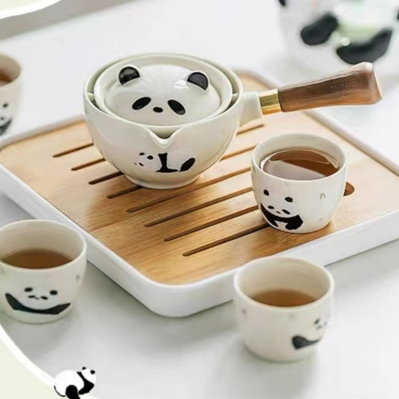 #179 Panda Family Portable Tea Set