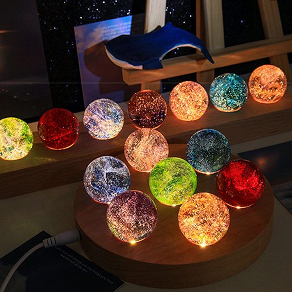 #D1 Colorful Crystal Ball Decoration - Glass - Wood - 7 Balls in a Set