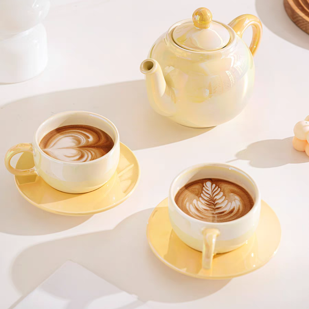 #156 Gradient Color Ceramic Teapot And Cup Set of 5