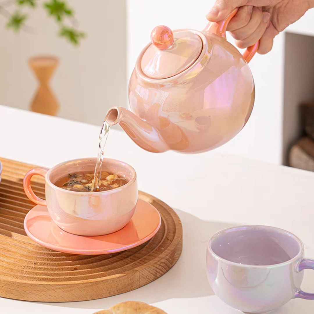 #156 Gradient Color Ceramic Teapot And Cup Set of 5