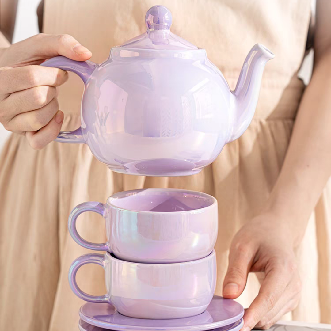 #156 Gradient Color Ceramic Teapot And Cup Set of 5