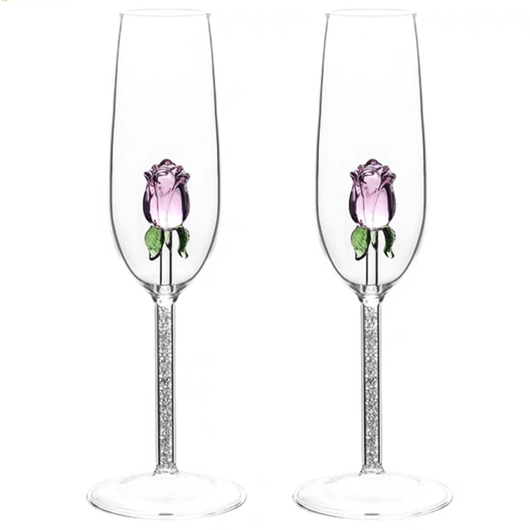 #342 Creative 3D Rose Glass Build-in Wine Champagne Glasses