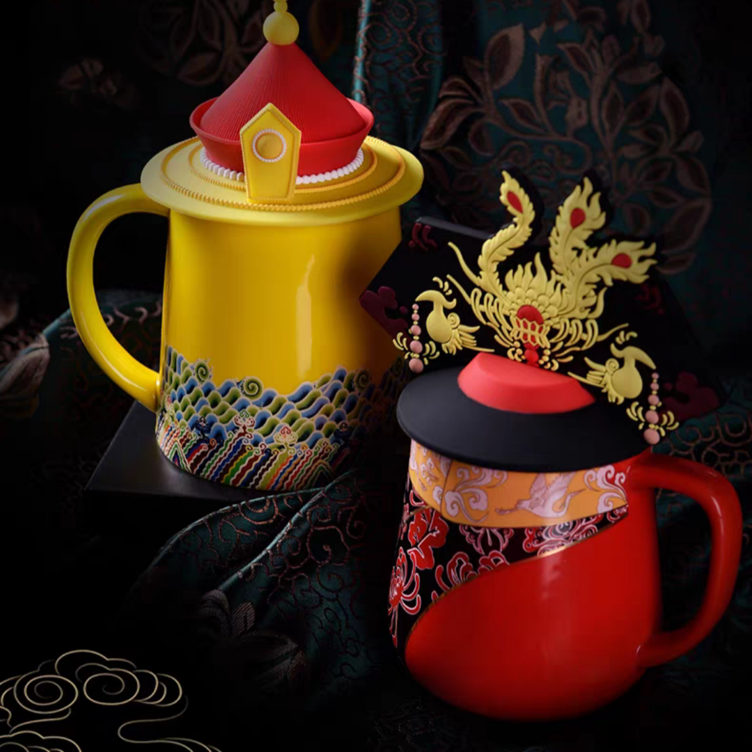 #353 Dragon Phoenix Ceramic Emperor and Empress Mugs