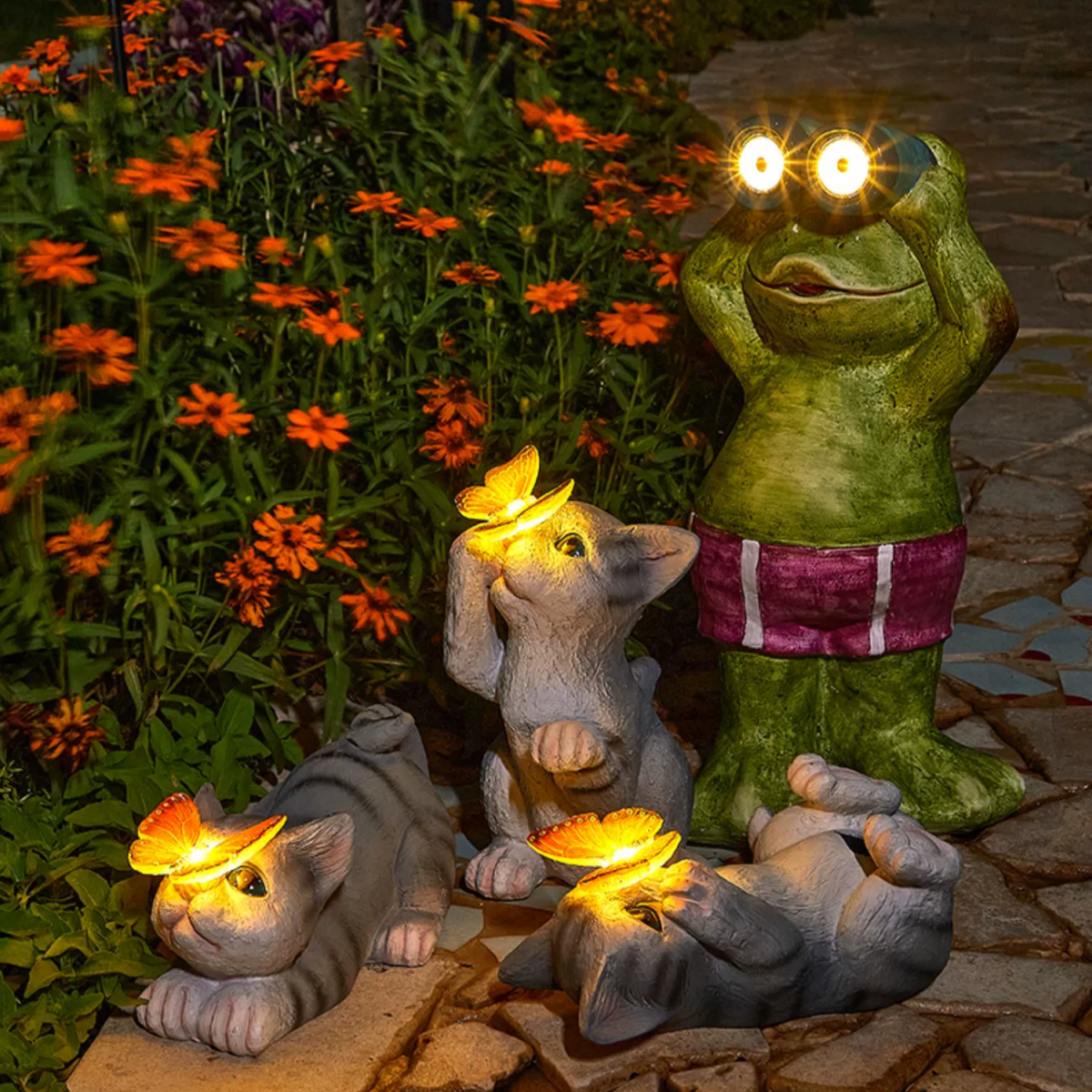 #S3 Garden Sculpture Frog Solar Night Light