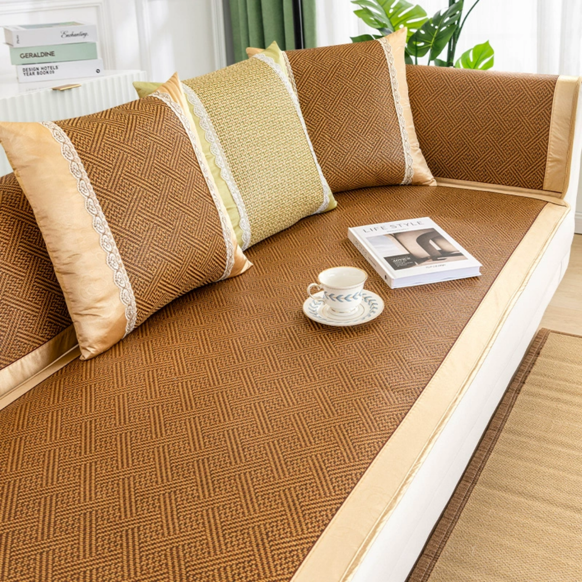 #C11 Summer Rattan Sofa Couch Seat Cushion Cover